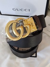 Reversible Black/Brown Leather Marmont Gucci Belt Gold GG 95cm 32/34