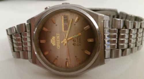 VINTAGE 1970S MANS ORIENT DIAL CRYSTAL 21 JEWEL DATE  - Picture 1 of 8