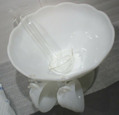 Anchor Hocking GRAPE HARVEST 27 Piece Milk White Punch Bowl Set