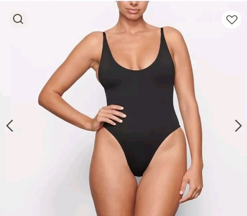 Skims One Piece Swimsuit Onyx Black Signature Swim Scoop Neck L - Picture 2 of 3