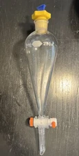 Kimble Kimax Glass 250mL Squibb Separatory Funnel w/ PTFE Stopcock 22
