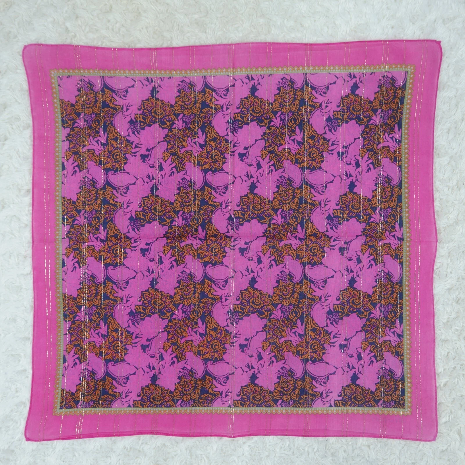 Foulard carré coton violet CHRISTIAN DIOR poche 20,5