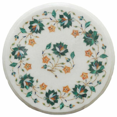 18'' marble Table Top Inlay Pietra Dura antique Coffee Dining Home Decor Gift h54