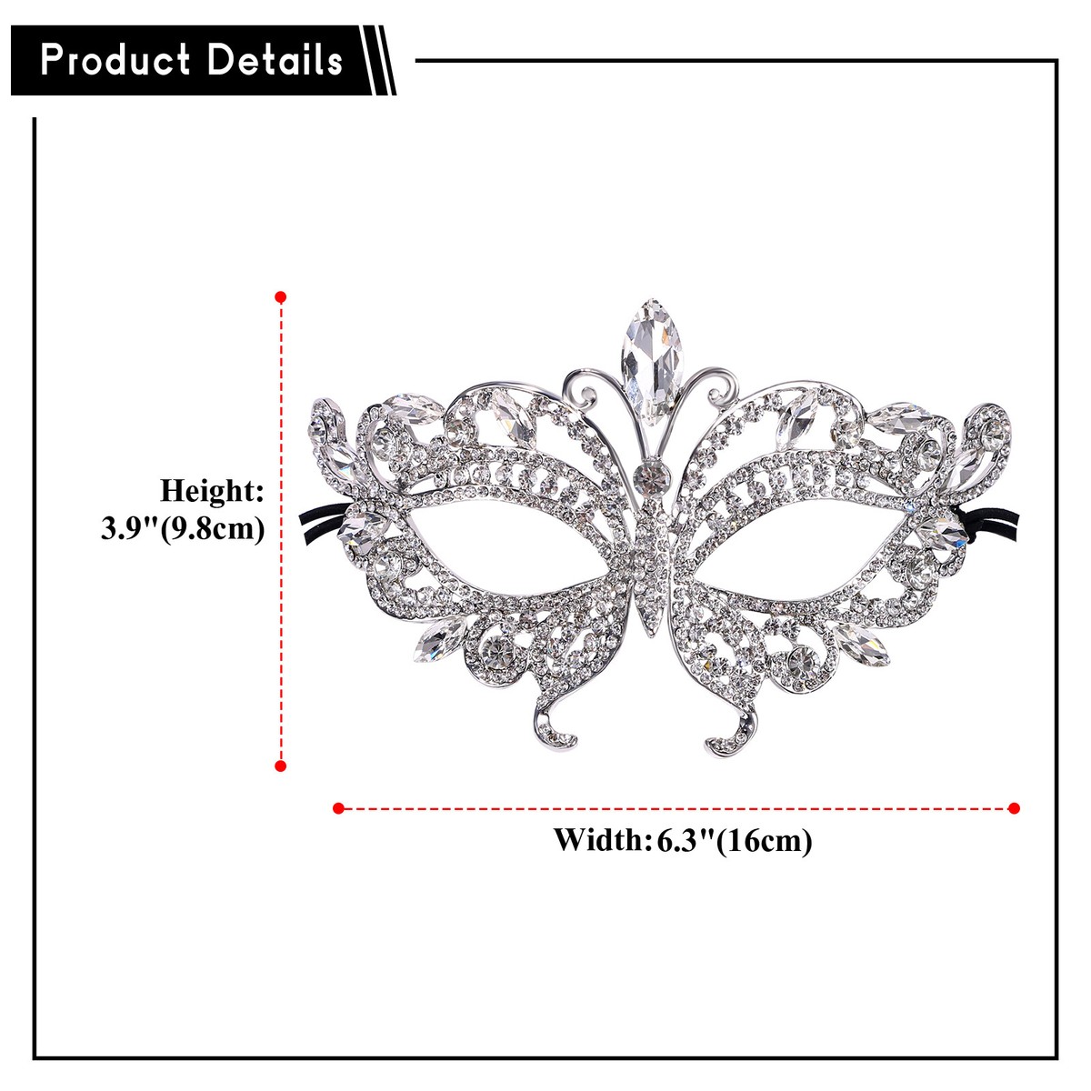 Women's Luxury Masquerade Half-Face Rhinestone Mask Carnival Party