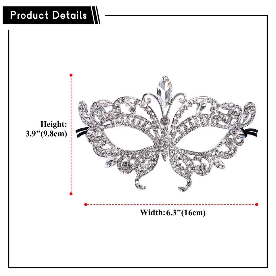 Mascarada de lujo para mujer Máscara de estrás de media cara Fiesta de carnaval Máscara de princesa Foto 2 de 4