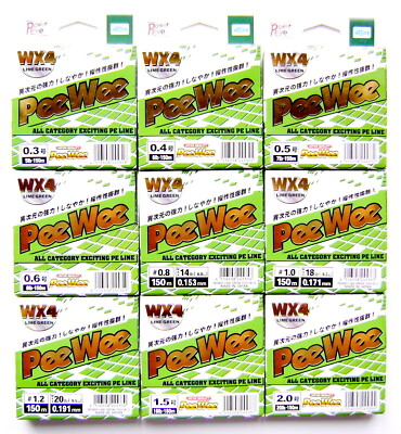 Ygk Peewee Wx4 Limegrün 167 Yards-150 M Neu Braided Fishing Line Für Alphatackle
