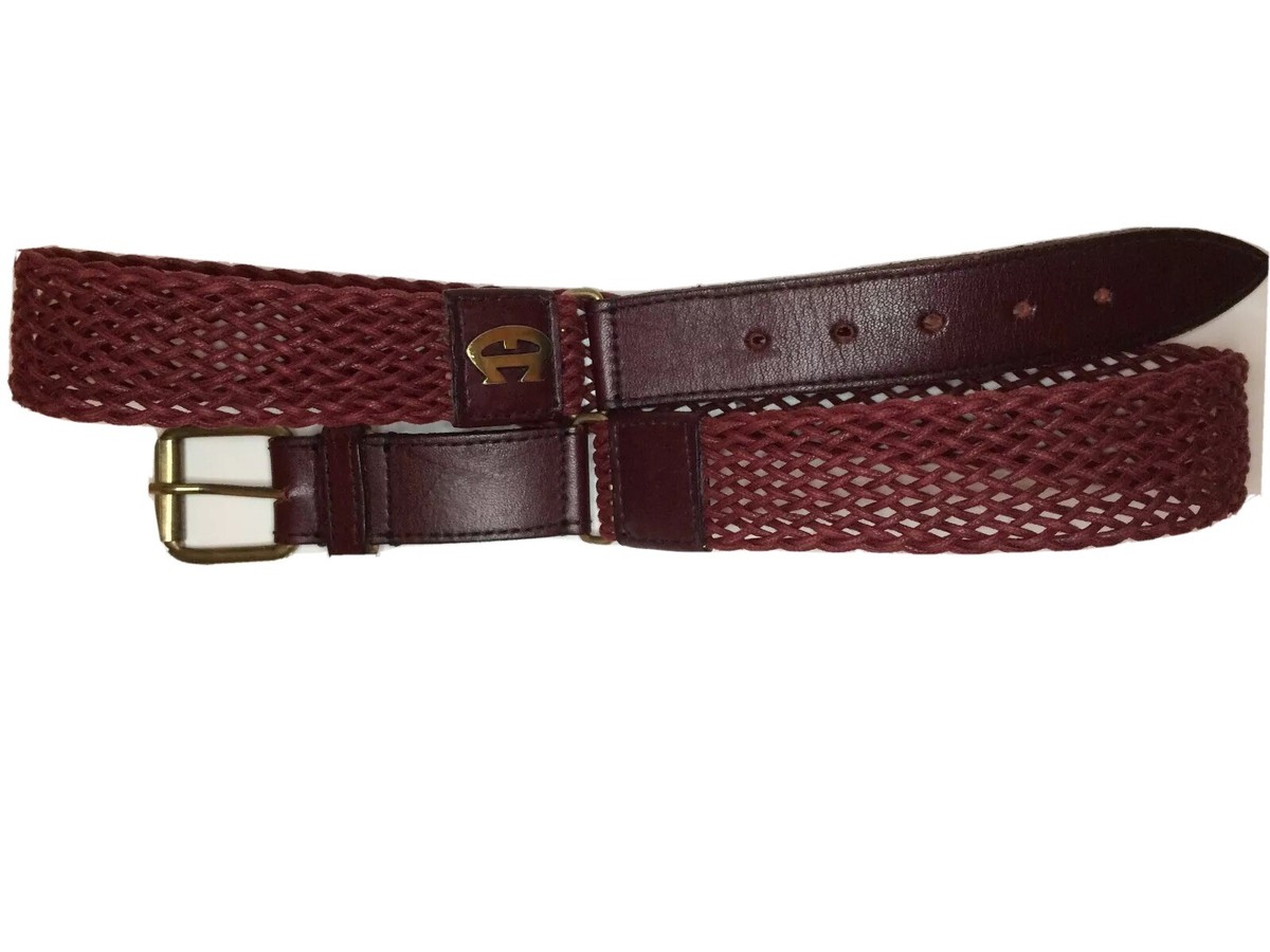 Vintage Etienne Aigner Braided Leather Belt Vintage Rope + Leather Belt with Brass Details by Etienne  main image 3