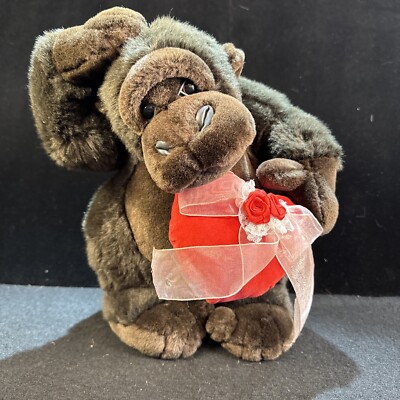 Emrod Creations Gorilla Ape 14'' Plush Stuffed Animal Toy Red Heart