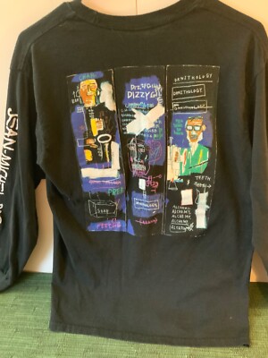 JEAN MICHEL BASQUIAT Rare Long Sleeve Black T shirt Dizzy Gil NY Artist MED
