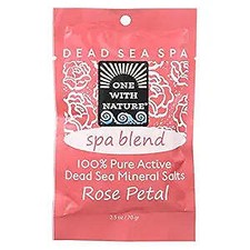 One With Nature Spa Blend Rose Petal Dead Sea Mineral Bath Salt 2.5 Oz
