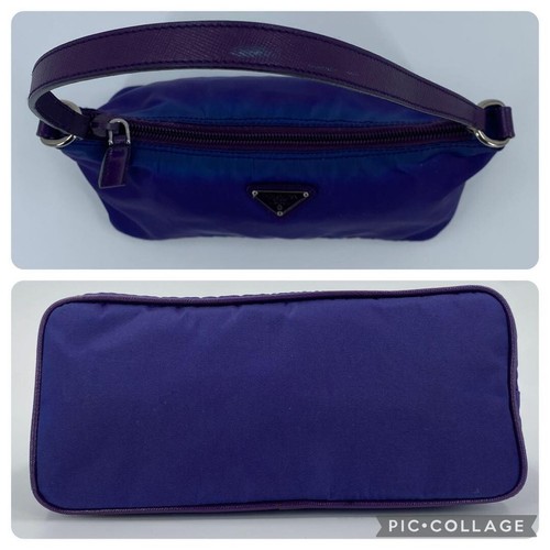 PRADA Handbag Accessory Pouch Nylon Leather Purple Used Authentic Excellent+ JPN - Picture 8 of 11