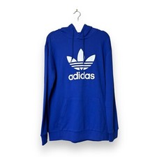 Adidas Hoodie Pullover Size M Womens Blue White Logo Sports