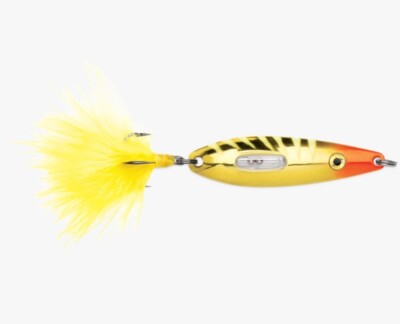 VMC Rattling Roach Spoon 1/8 oz - Glow Juicy Lucy - 1 5/8'' Ice Fishing Lure