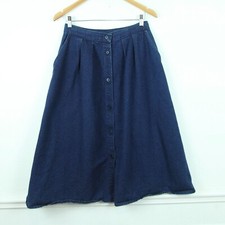 Wrangler Medium Denim Skirt Vintage A Line Button Front Western Prairie Modest