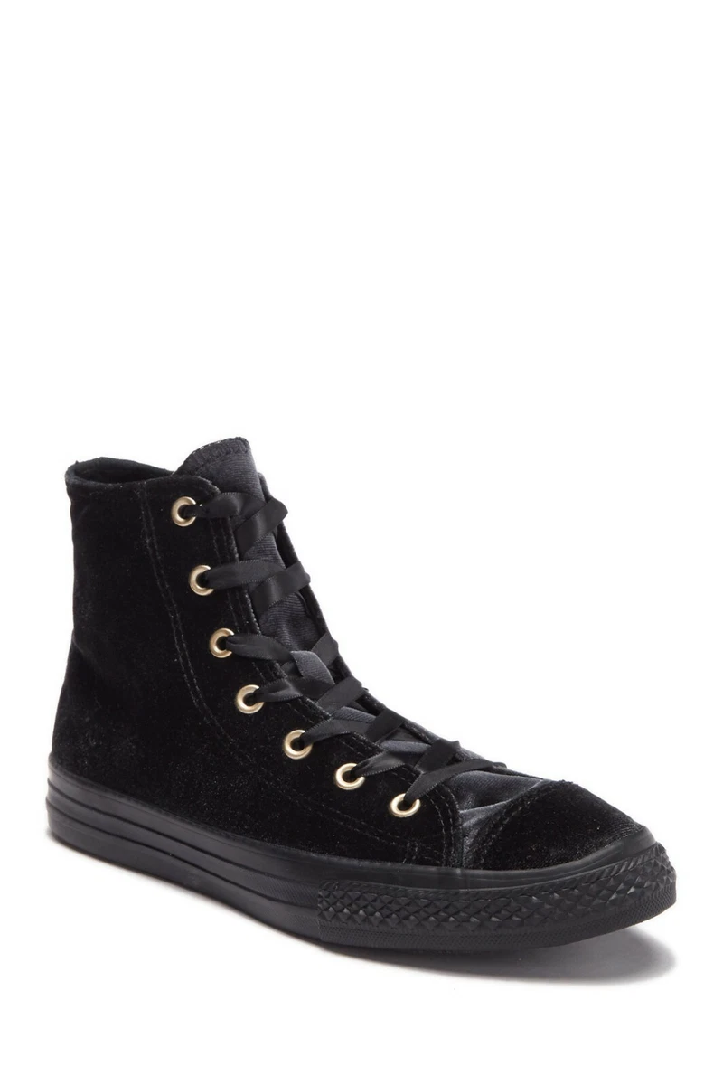 gødning impressionisme teenagere Converse Junior Chuck Taylor All Star Hi Velvet 660348F Black/Gold Szs 4.5  5.5 6 | eBay