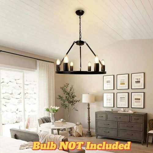 6-Light Chandelier Kitchen Island Farmhouse Pendant Light Black Ceiling Light - Picture 2 of 10