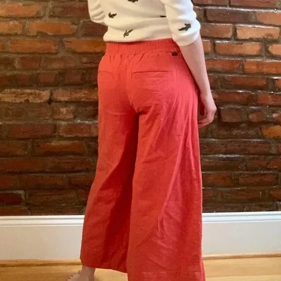 Pantalones de lino recortados JAG naranja coral piernas anchas XS Foto 2 de 4