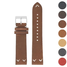 DASSARI V Stitch Vintage Distressed Leather Watch Band - Quick Release Strap