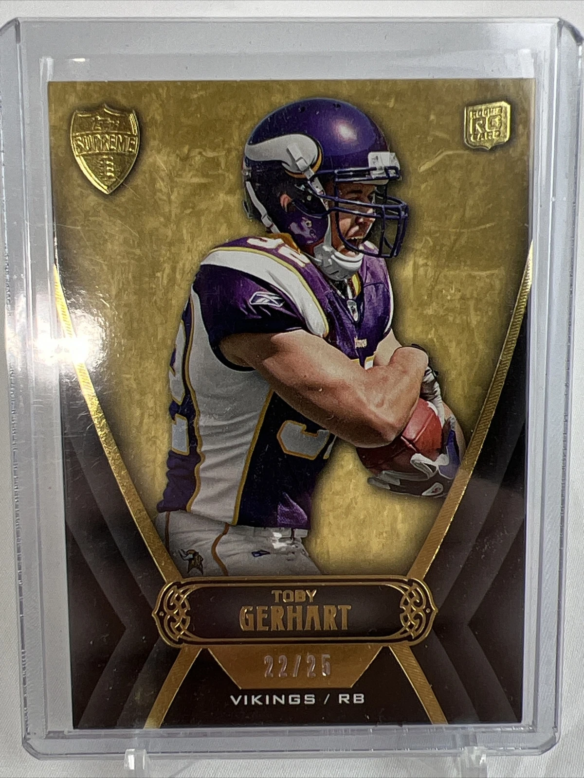 2010 Topps Supreme noir #22/25 Toby Gerhart #14 recrue RC