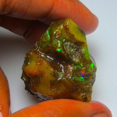Ethiopian Oil Opal Specimen  79.65  cts Natural Rough Gemstone - Fire Opal Roug