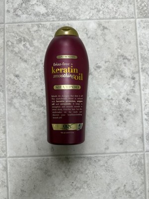 OGX Frizz Free Keratin Smoothing Oil Shampoo 25.4 Fl Oz for Shiny Hair