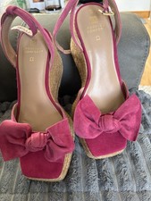 New Pink Suede Effect Wedge Sandals Size 3.5 From Next