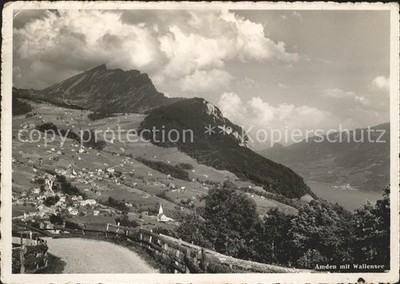 Amden Walensee SG Panorama mit Leistkamm und Walensee