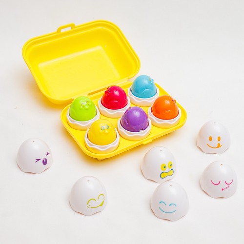 Tomy Kids Emotion Shape Matching Egg Toy Set w/ Carrying Case 12 Pieces Complete