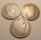 THREE SILVER BARBER HALF DOLLARS