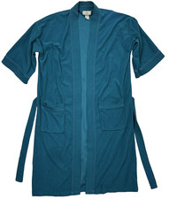 Bill Blass Bathrobe Vintage Heavy Terry Cloth Blue Green Teal One Size Bath Robe