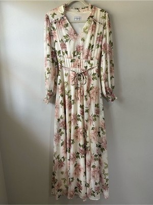 Premier Amour Floral Side Slit Maxi Dress Bridgerton Size 2 Cottagecore Romantic