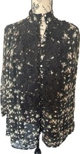 ZARA Woman Premium Denim Collection black floral romper Size M Boho Coquette