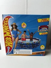 Hot Wheels 3-Ring Inflatable Pool – | 34” D x 10” H (BRAND NEW SEALED IN BOX)