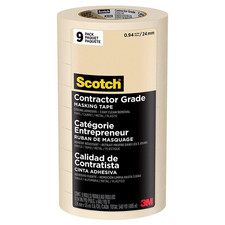 Scotch Contractor Grade Masking Tape 2020 : 0.94 in. x 60 yds. Tan  9-pack