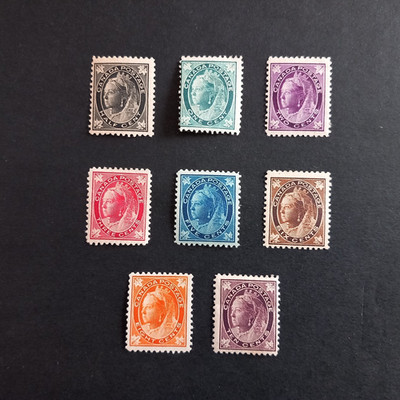 KANADA 1897/98 BILDNISSE KÖNIGIN SIEG, SERIE VON 8 WERTEN LING. MH*