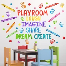 Mfault Playroom Wall Decals Stickers, Crayon Handprint Polka Dots Inspiration...