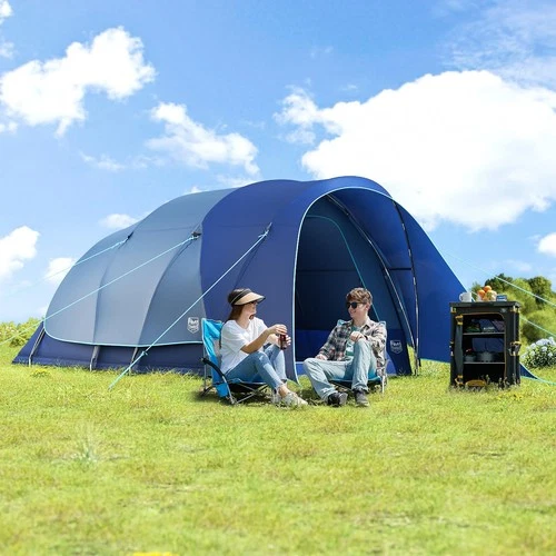 8 Person Camping Tent with Large Porch, Portable Waterproof Windproof Family