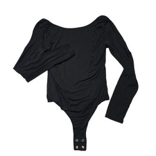 J.Crew Form Knit Long-Sleeve Bodysuit Women S Black Scoop Neck BW018
