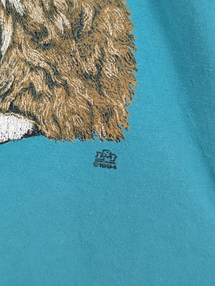 Camiseta vintage años 90 canasta de gatitos gato arte cabaña gráfico 5050 puntada única Foto 4 de 4