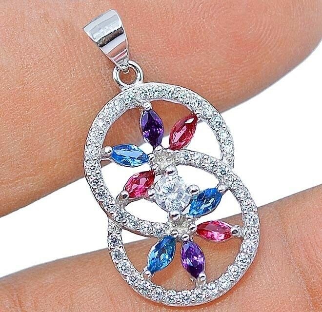 1CT Heat Treated Aquamarine 925 Solid Sterling Silver Pendant Jewelry YB3-4
