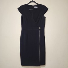 Calvin Klein Black V-neck Dress Cap Sleeves Size 8