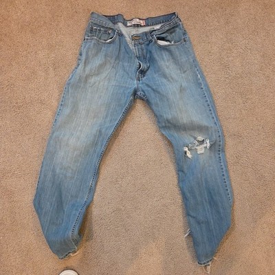 Levi's 559 Denim Relaxed Straight Jeans W34 L32 Hole In Knee Damaged