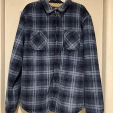 Weatherproof Vintage Heavy Flannel Fleece Mens Shacket Jacket Blue Plaid Size XL