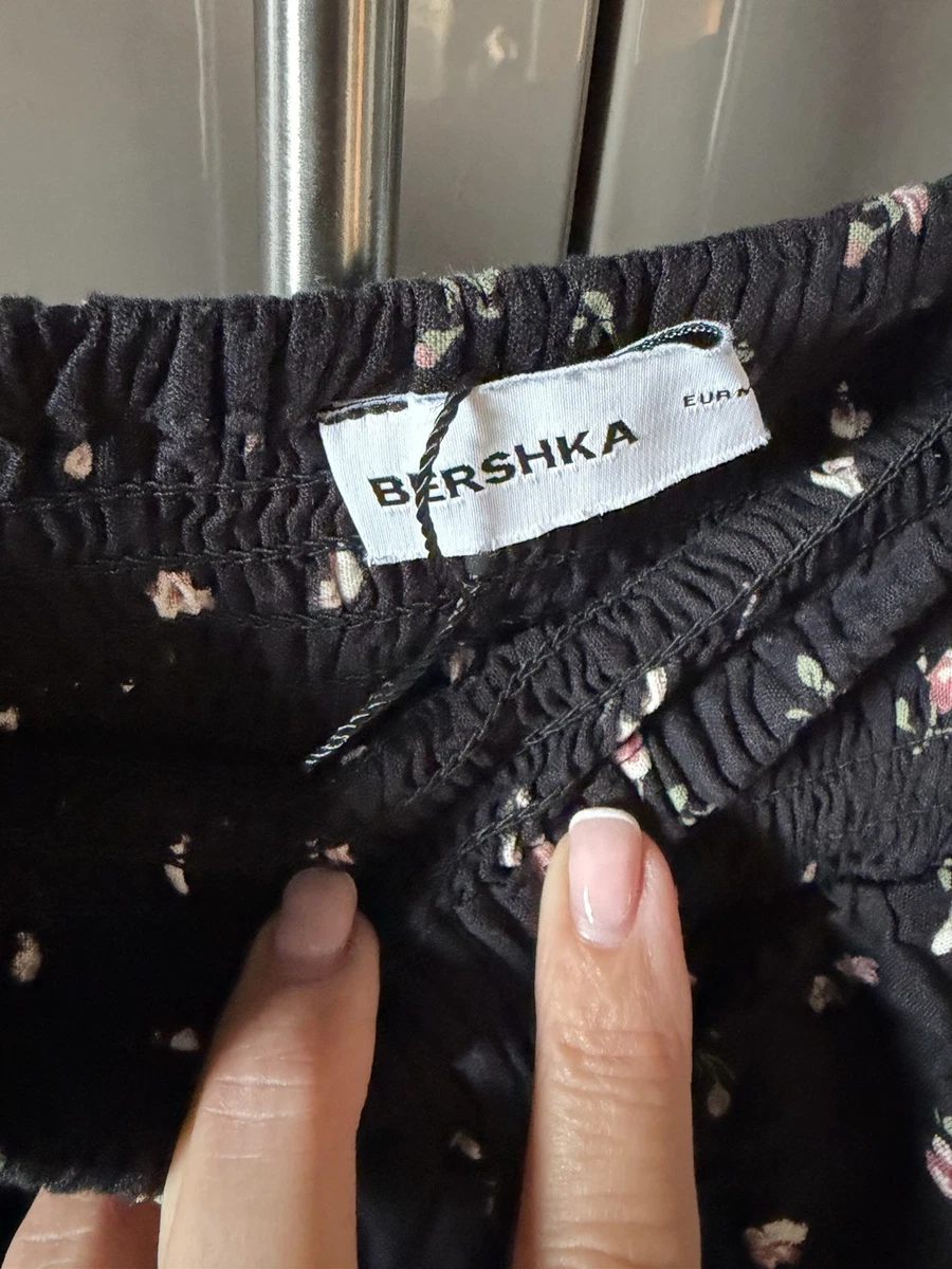 Mujer/Niña Nueva Bershka M Negra Ditzy Flor Mini Ra Falda Cintura Elástica