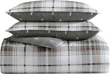 - Queen Comforter Set, Reversible Cotton Bedding with Matching Shams, Plaid Home