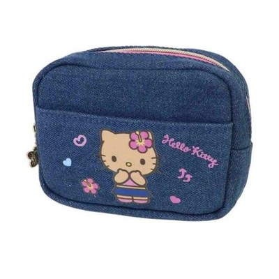 Hello Kitty Cosmetic Pouch Multi Pouch Tanning Series Denim Sanrio