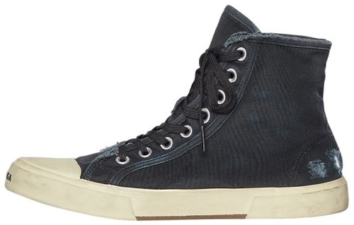 $1250 Balenciaga Men\'s Black Paris Distressed Canvas High-Top Sneakers Shoes 47 $1250 Balenciaga Men main image 3