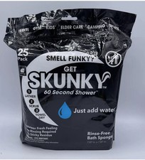 Skunky No Rinse Bathing Wipes, Cleans Without a Shower Great 25 Count New NIP