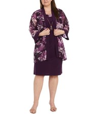 R & M Richards Womens 2 Piece Tunic Dress, Multicoloured, Plus Size, 20W