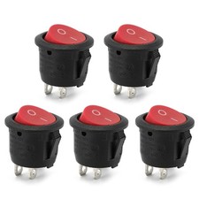 5Pcs Car Rocker Toggle Switches 250V 6A 125V 10A Round Rocker Switches 2 Pin